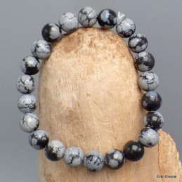 Bracelet mala tibétain Obisidienne noire floconneuse Bracelet Mala tibétain BRAM34