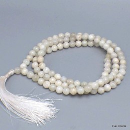 Collier mala tibétain Pierre de lune blanche Mala tibétain 108 perles MADP52