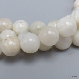 Collier mala tibétain Pierre de lune blanche 