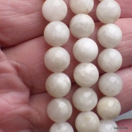 Collier mala tibétain Pierre de lune blanche 