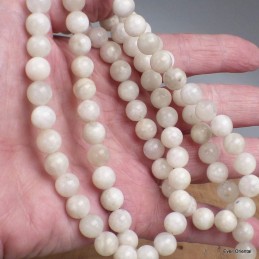 Collier mala tibétain Pierre de lune blanche 