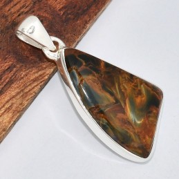 Pendentif asymétrique en Pietersite fauve Pendentifs pierres naturelles KC120.3