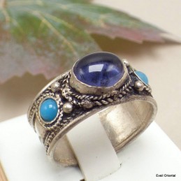 Bague tibétaine Améthyste pierres fantaisie T 59 à 65 Bagues tibétaines bouddhistes ref 4666.9