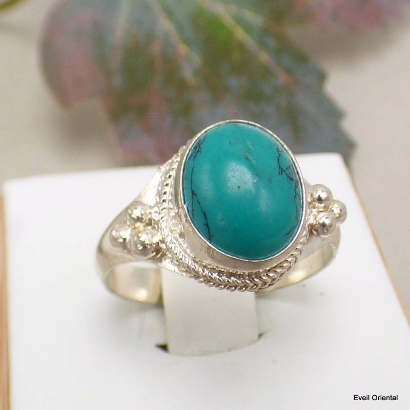 Petite bague tibétaine en Turquoise Bagues tibétaines bouddhistes REF72