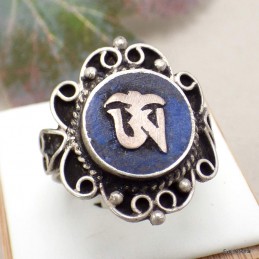 Bague Om tibétain style Lapis lazuli Bagues tibétaines bouddhistes BT29.1