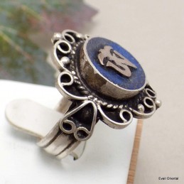 Bague Om tibétain style Lapis lazuli Bagues tibétaines bouddhistes BT29.1