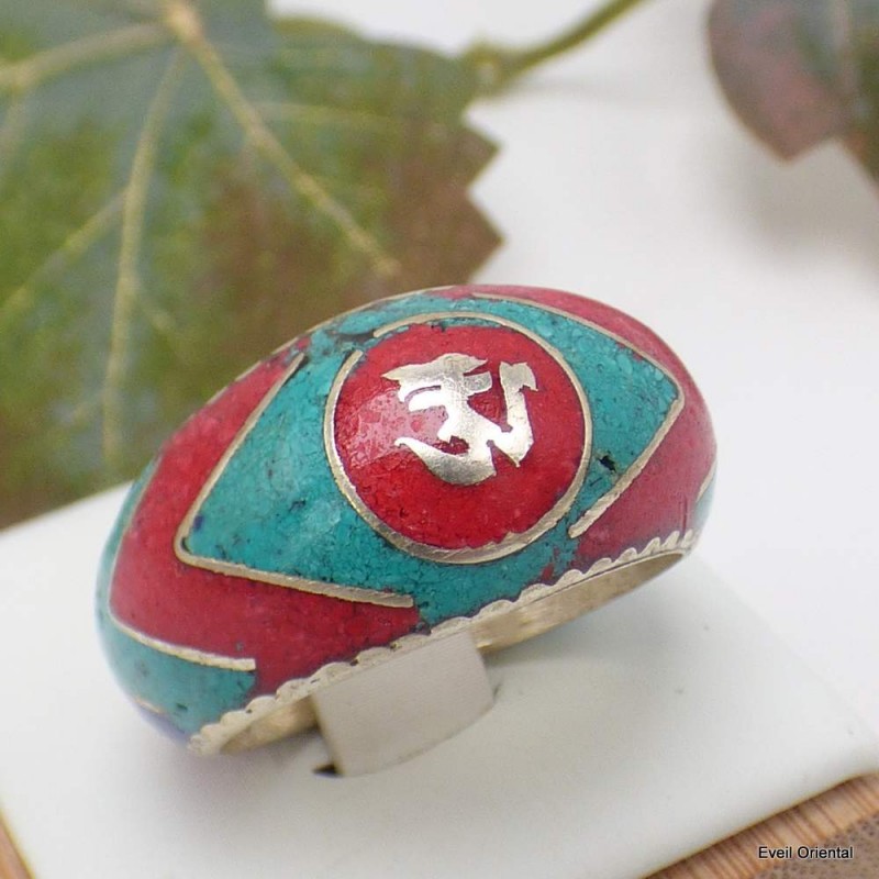 Bague tibétaine Symbole Om Bouddhiste T 63 Bagues tibétaines bouddhistes REF 3669