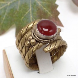 Bague tibétaine tressée Cornaline taille 59 Bagues tibétaines bouddhistes 5097.1