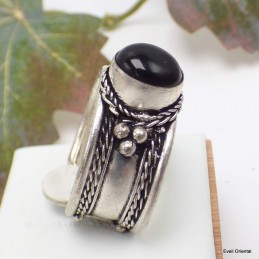 Bague tibetaine Onyx noir 