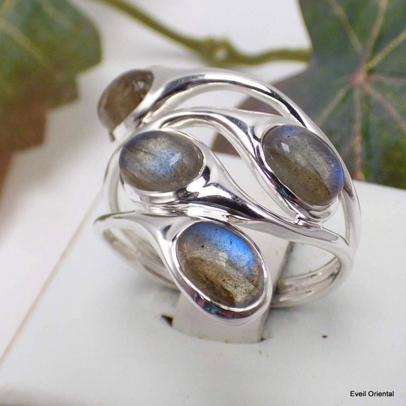 Bague Labradorite bleue 4 pierres plusieurs tailles Bagues pierres naturelles KC122