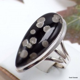 Bague goutte allongée Obsidienne Galaxie taille 60 