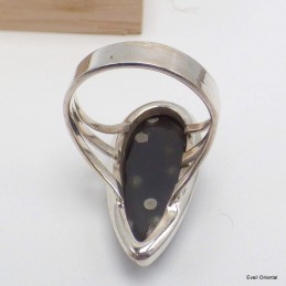 Bague goutte allongée Obsidienne Galaxie taille 60 