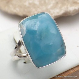 Bague rectangulaire Larimar AAA taille 62 