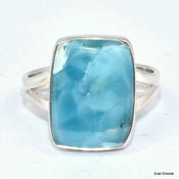 Bague rectangulaire Larimar AAA taille 62 