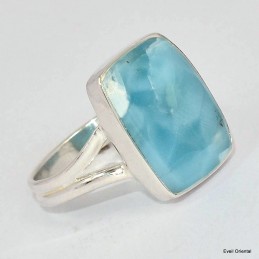 Bague rectangulaire Larimar AAA taille 62 