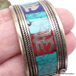 Bracelet bouddhiste Lapis lazuli et Turquoise Bracelets tibétains bouddhistes ref 50E