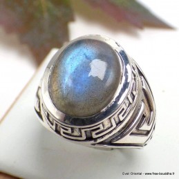 Bague Labradorite bleue motifs celtiques taille 56 Bijoux en Labradorite Bleue KC128.1