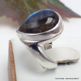 Bague asymétrique Labradorite bleue taille 51/52 