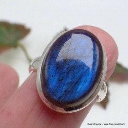 Bague ovale Labradorite bleue taille 59 Bagues pierres naturelles KC128.6