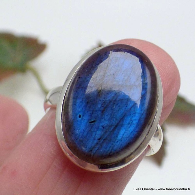 Bague ovale Labradorite bleue taille 59 