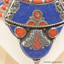 Collier tibetain femme couleur lapis corail 