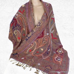 Pashmina châle laine bronze bordeau Tous les pashminas HB18