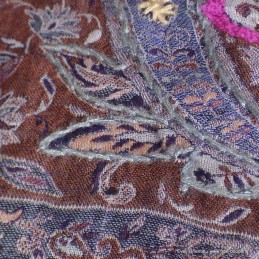 Pashmina châle laine marron bleue 