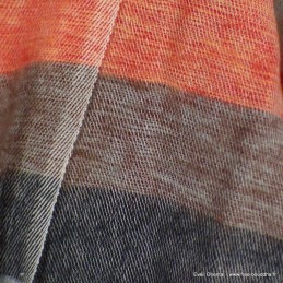 Châle de méditation homme femme gris orange Très grand châle népalais 240 x 120 cm TGCN20