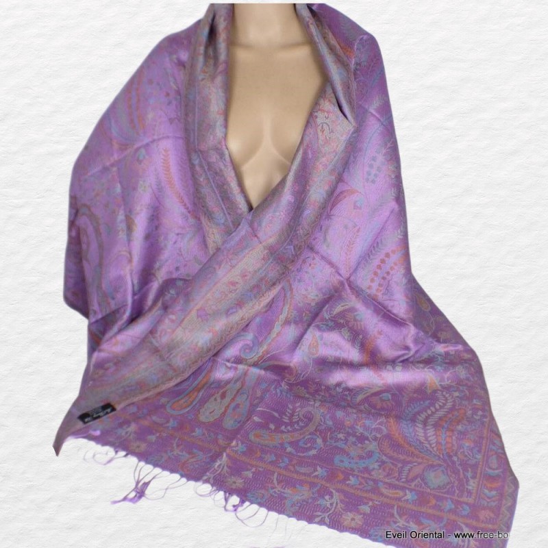 Etole pour femme en soie violet pourpre Pashminas pure soie CSS50