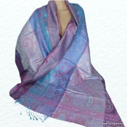 Pashmina femme en soie turquoise rose 