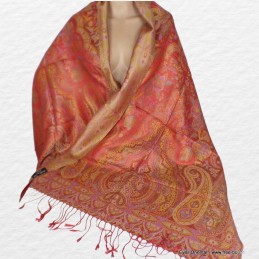 Pashmina femme en soie rouge carmin 