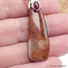 Pendentif Agate Laguna et grenat cabochon 