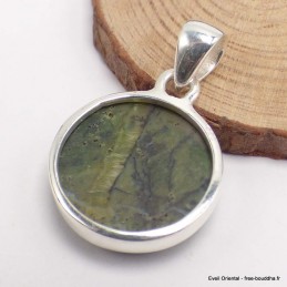 Petit pendentif rond en Opale verte 