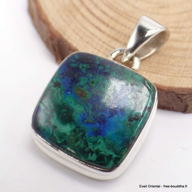 Petit pendentif Azurite malachite carré 