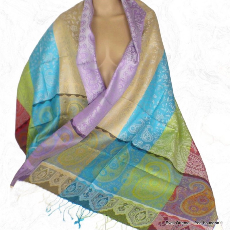 Pashmina pure soie multicolore 