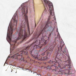 Pashmina pure soie pourpre rouille 