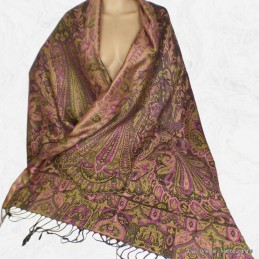 Pashmina femme pure soie noir fuschia 