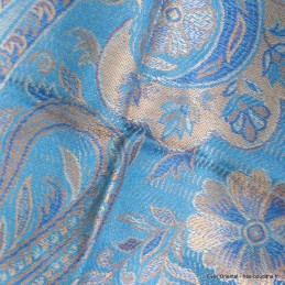 Pashmina femme pure soie bleu or 