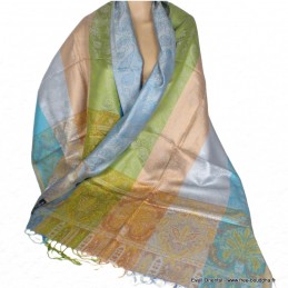 Pashmina soie turquoise kaki Tous les pashminas CSS70