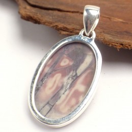 Pendentif en Jaspe Porcelaine gris rose oval Pendentifs pierres naturelles AW14.4