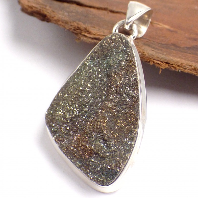 Bijou Pendentif Pyrite arc-en-ciel asymétrique Bijoux en Pyrite arc-en-ciel LAM44.3