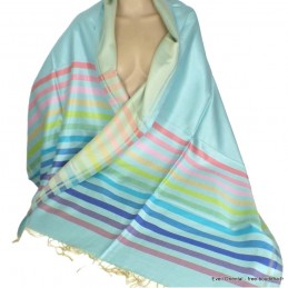 Pashmina femme en soie turquoise bordeau 