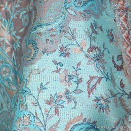 Pashmina soie de mûrier turquoise rose 