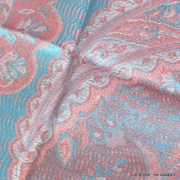 Pashmina soie de mûrier bleu rose 