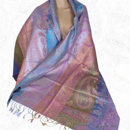 Châle mauve multicolore authentique soie Tous les pashminas CSS105