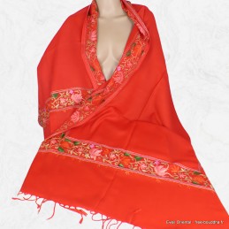 Grand châle rouge pour femme en laine fine brodée Pashminas laine et broderies NCT23