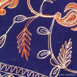 Pashmina oriental bleu nuit brodé Pashminas laine et broderies CBP16