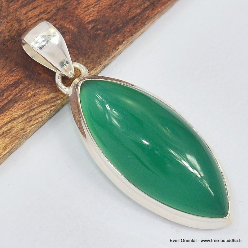 Pendentif Onyx vert marquise 