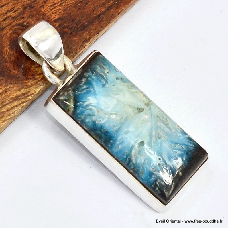 Pendentif Glaciérite blue ice rectangulaire 