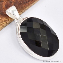 Pendentif oval en Onyx noir facetté Bijoux en Onyx noir SK10